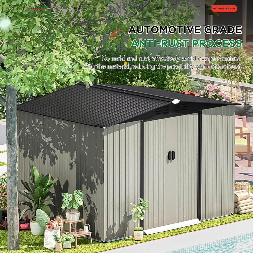 AECOJOY 6 x 6 Outdoor Storage Shed, Metal Shed with Design of Lockable Doors, Utility and Tool Storage for Garden, Backyard, Patio, Outside use