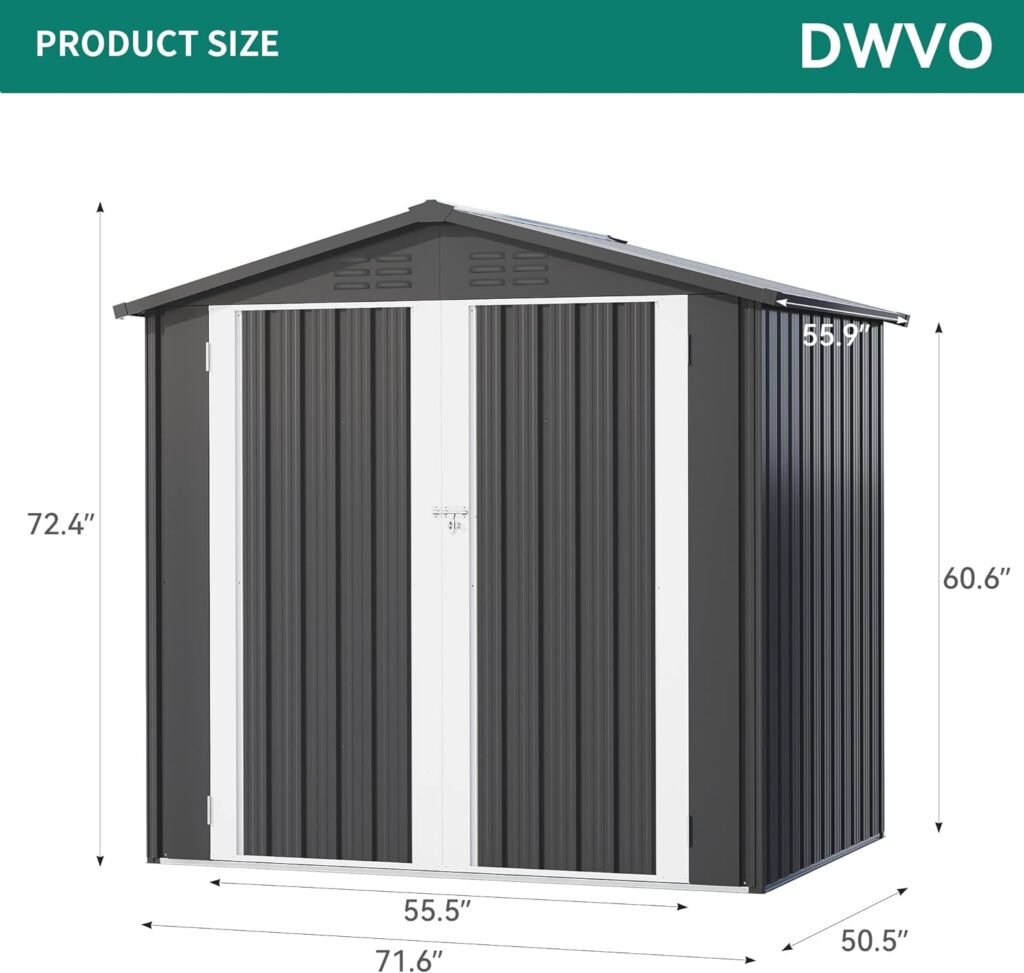 Amazon.com : DWVO 6 x 4 Outdoor Storage Shed, Large Metal Tool Sheds, Heavy Duty Storage House with Lockable Doors  Air Vent for Backyard Patio Lawn to Store Bikes, Tools, Lawnmowers,Dark Gray : Patio, Lawn  Garden