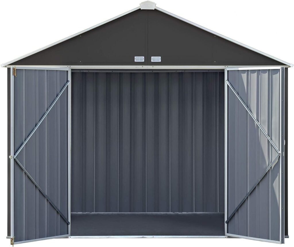 Arrow 10 x 8 EZEE Shed Charcoal with Cream Trim Extra High Gable Steel Storage Shed