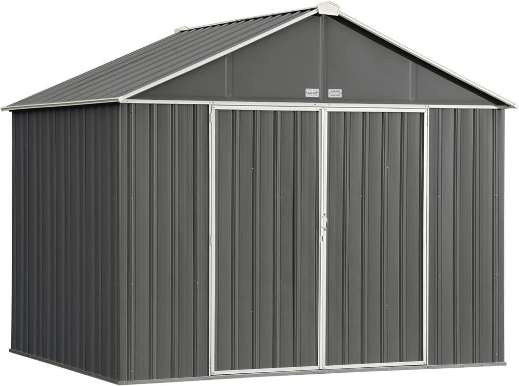 Arrow 10 x 8 EZEE Shed Charcoal with Cream Trim Extra High Gable Steel Storage Shed