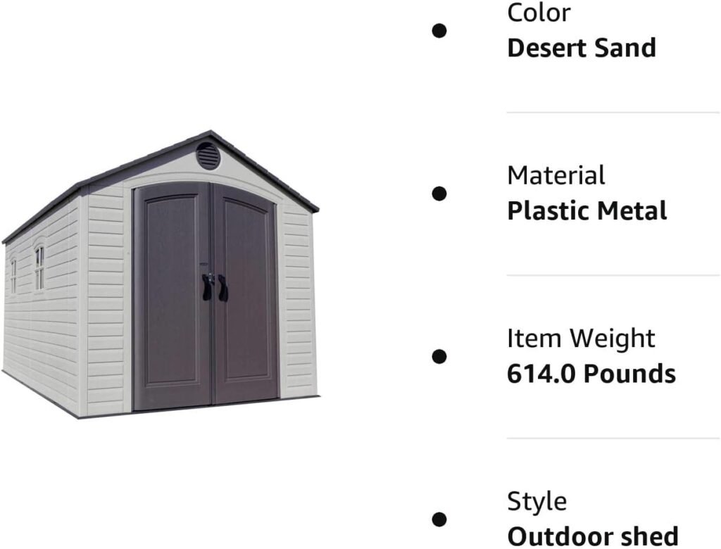 Lifetime 6402 Outdoor Storage Shed, 8 x 12.5 ft, Desert Sand