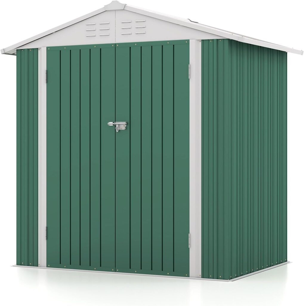 Patiowell 10 x 10 FT Outdoor Storage Shed,Metal Yard Shed with Design of Lockable Doors, Utility and Tool Storage for Garden, Patio, Backyard, Outside use,Brown