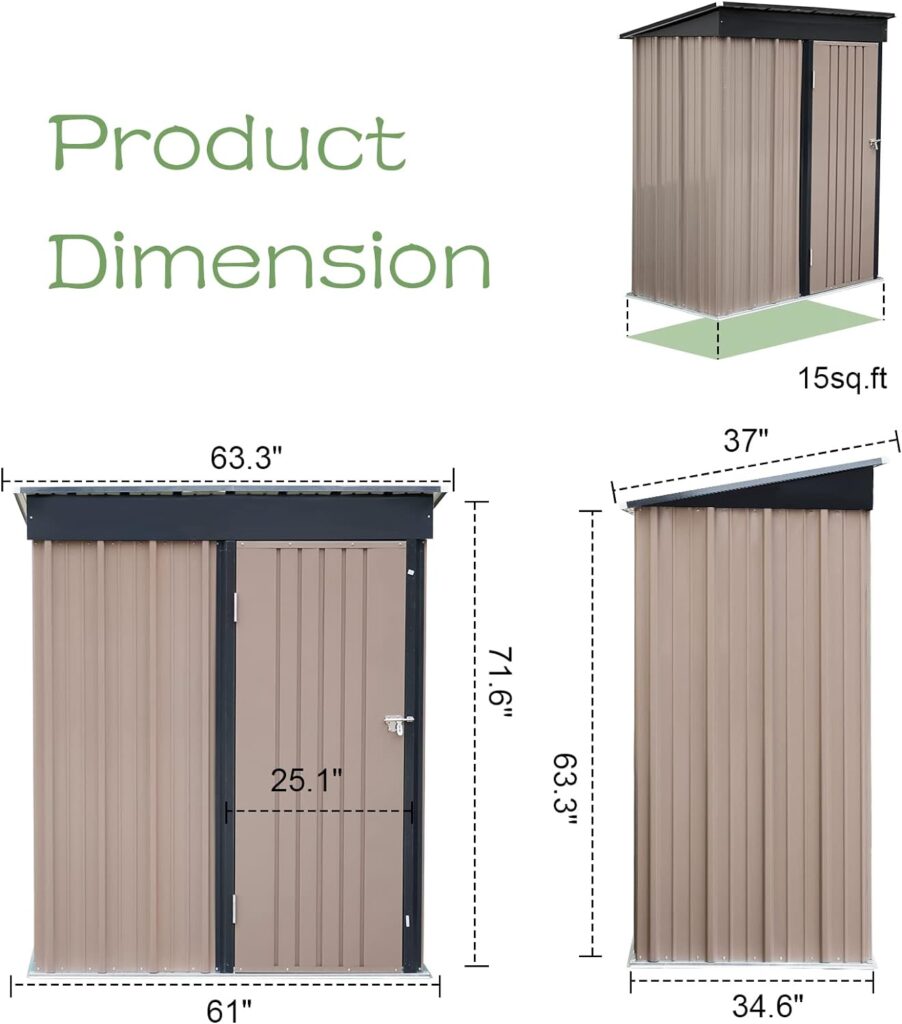 Polar Aurora 8 x 6 FT Outdoor Metal Storage Shed, Steel Garden Shed with Double Lockable Door, Tool Storage Shed for Backyard, Patio  Lawn (8 * 6 ft)