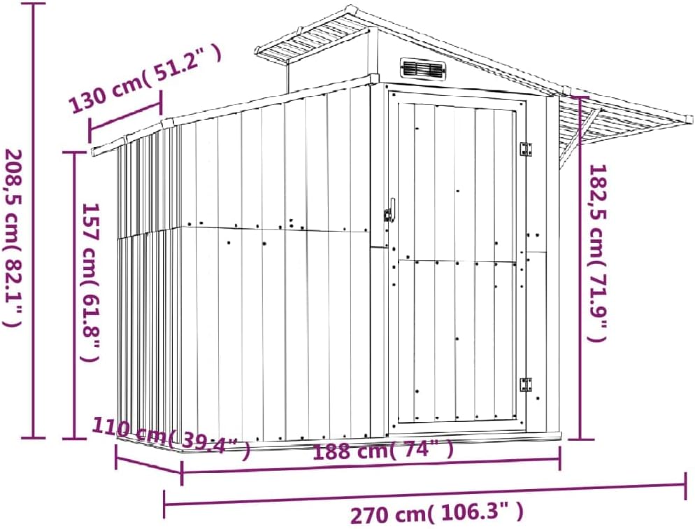 vidaxl outdoor galvanized steel garden tool storage shed review