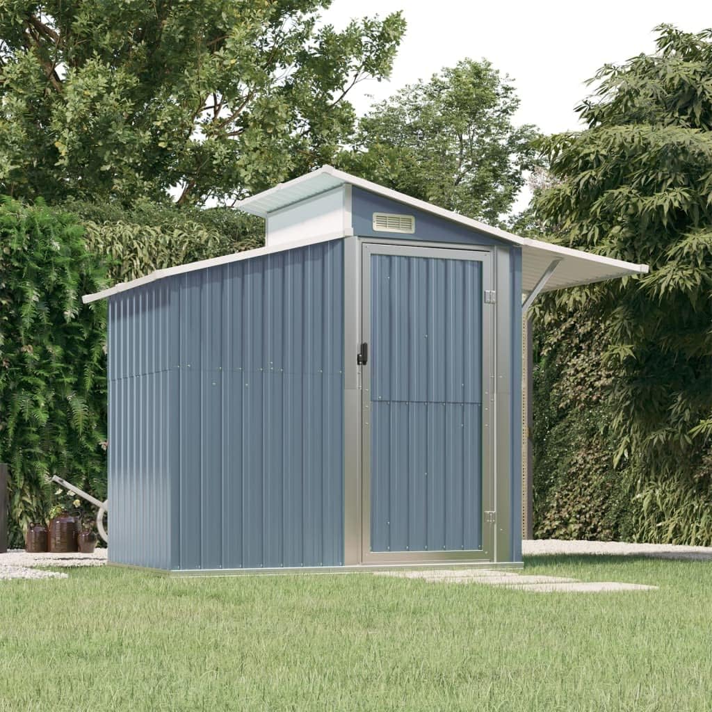 vidaXL Outdoor Galvanized Steel Garden Tool Storage Shed: Spacious, Rust-Resistant, with Vent for Air Circulation and Easy-Access Door