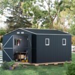 Unlock the Potential: Discover the Ultimate Outdoor Storage Solution with the 10X12X7.5 FT Steel Shed!